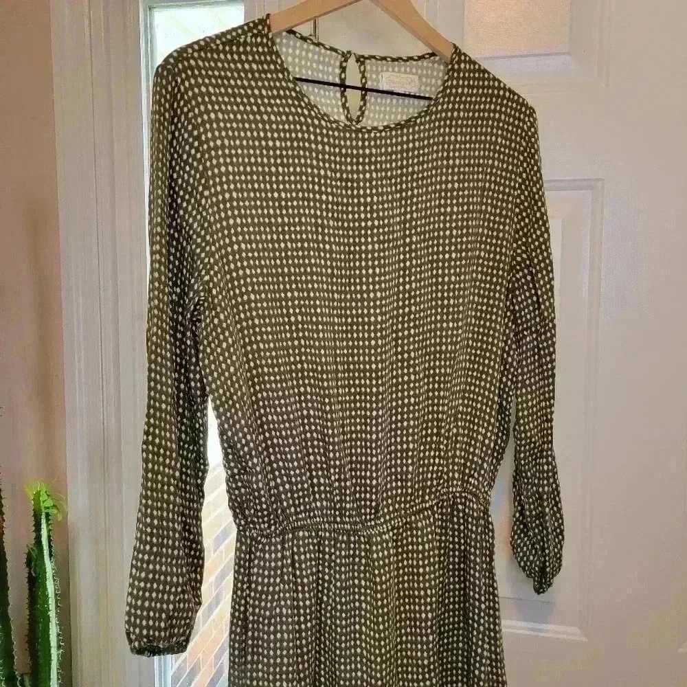 Mud Pie Olive Green Long Sleeve Dress - Picture 2 of 9